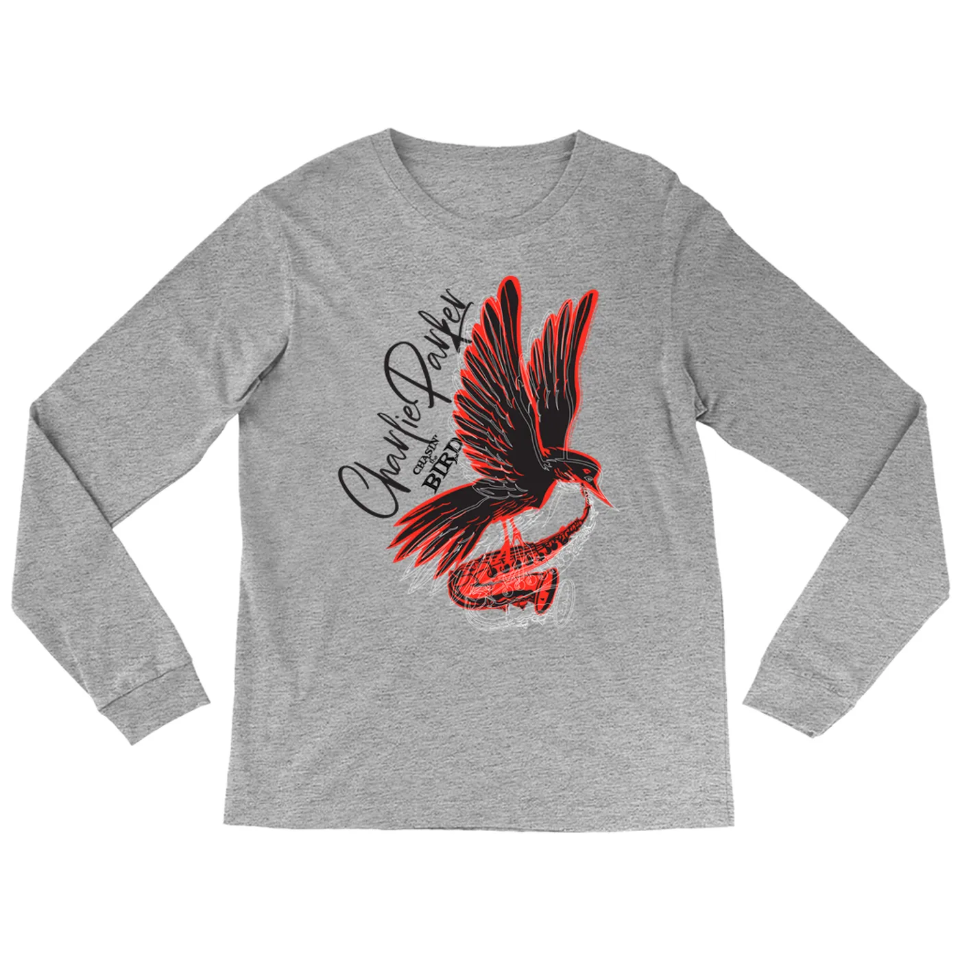 Charlie Parker Long Sleeve Shirt | Chasin' The Bird Black And Red Design Charlie Parker Shirt