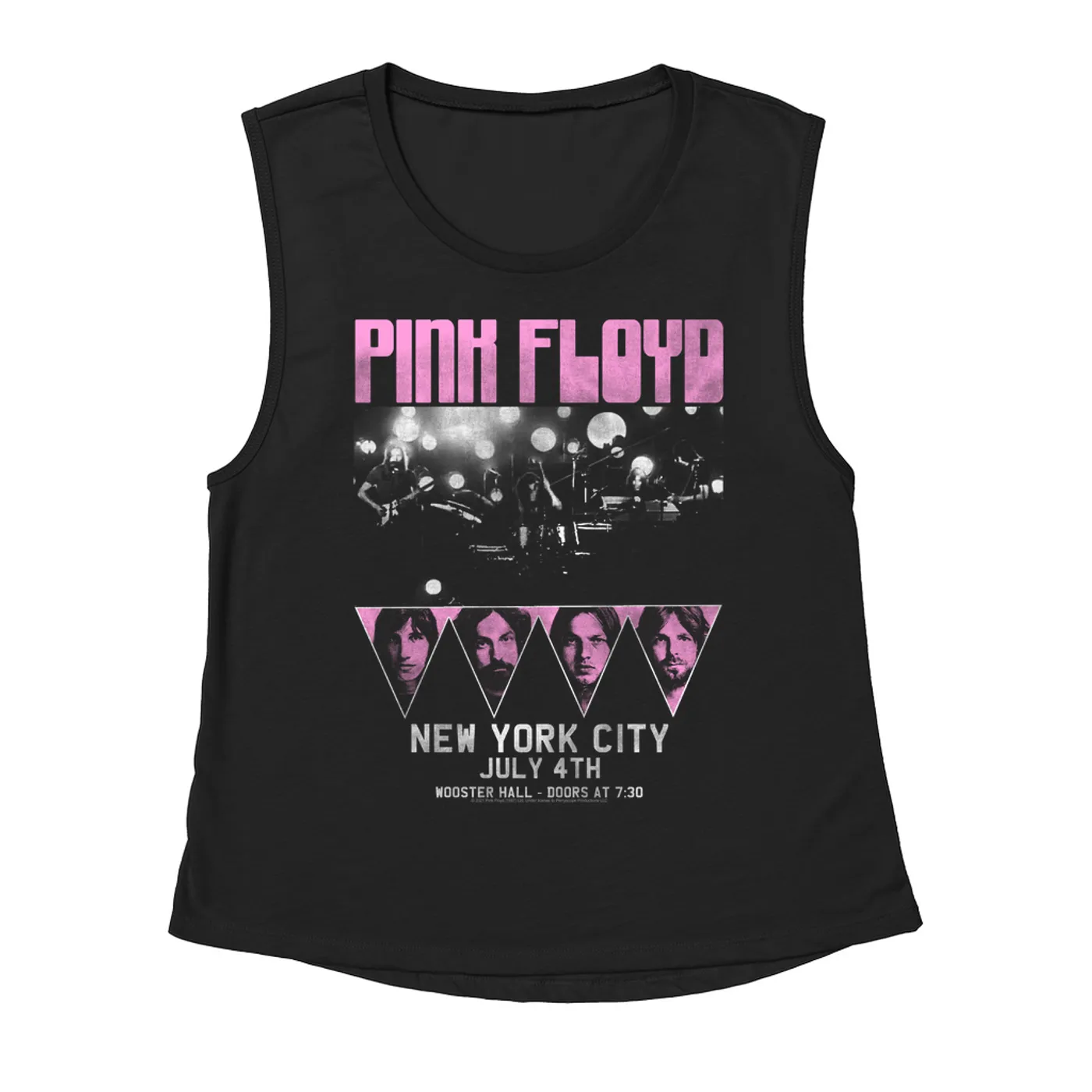 Pink Floyd Ladies' Muscle Tank Top | New York City 4th Of July Concert Poster Pink Pink Floyd Shirt