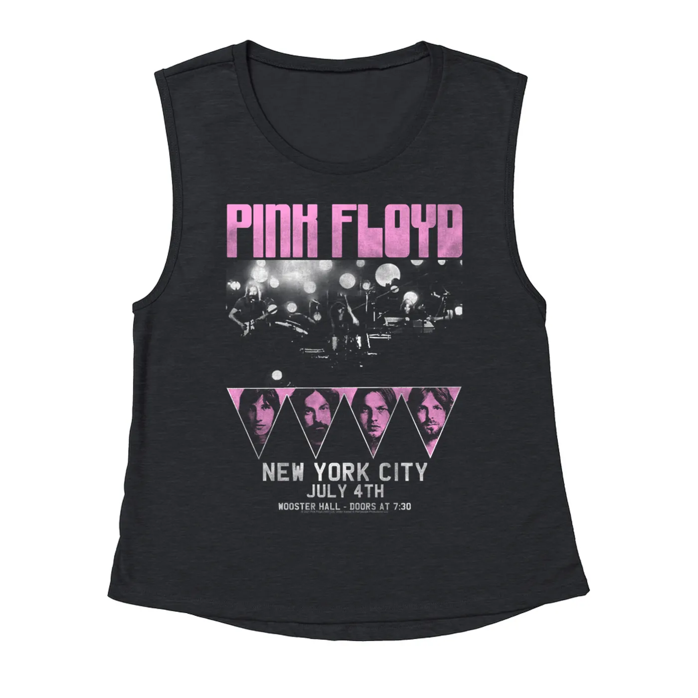 Pink Floyd Ladies' Muscle Tank Top | New York City 4th Of July Concert Poster Pink Pink Floyd Shirt