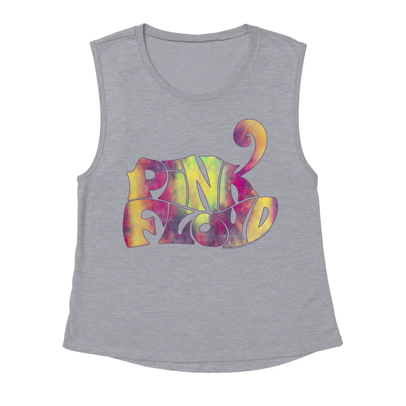 Pink Floyd Ladies' Muscle Tank Top | Tie Dye Groovy Logo Distressed Pink Floyd Shirt (Merchbar Exclusive)
