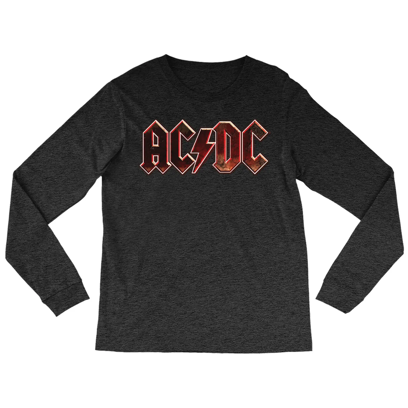 AC/DC Heather Long Sleeve Shirt | Live At River Plate Metallic Logo ACDC Shirt