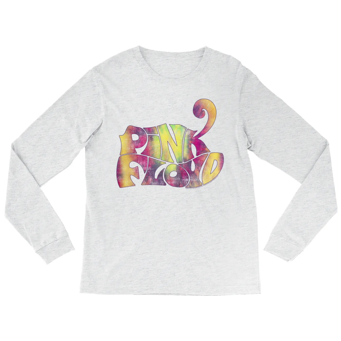 Pink Floyd Heather Long Sleeve Shirt | Tie Dye Groovy Logo Distressed Pink Floyd Shirt (Merchbar Exclusive)