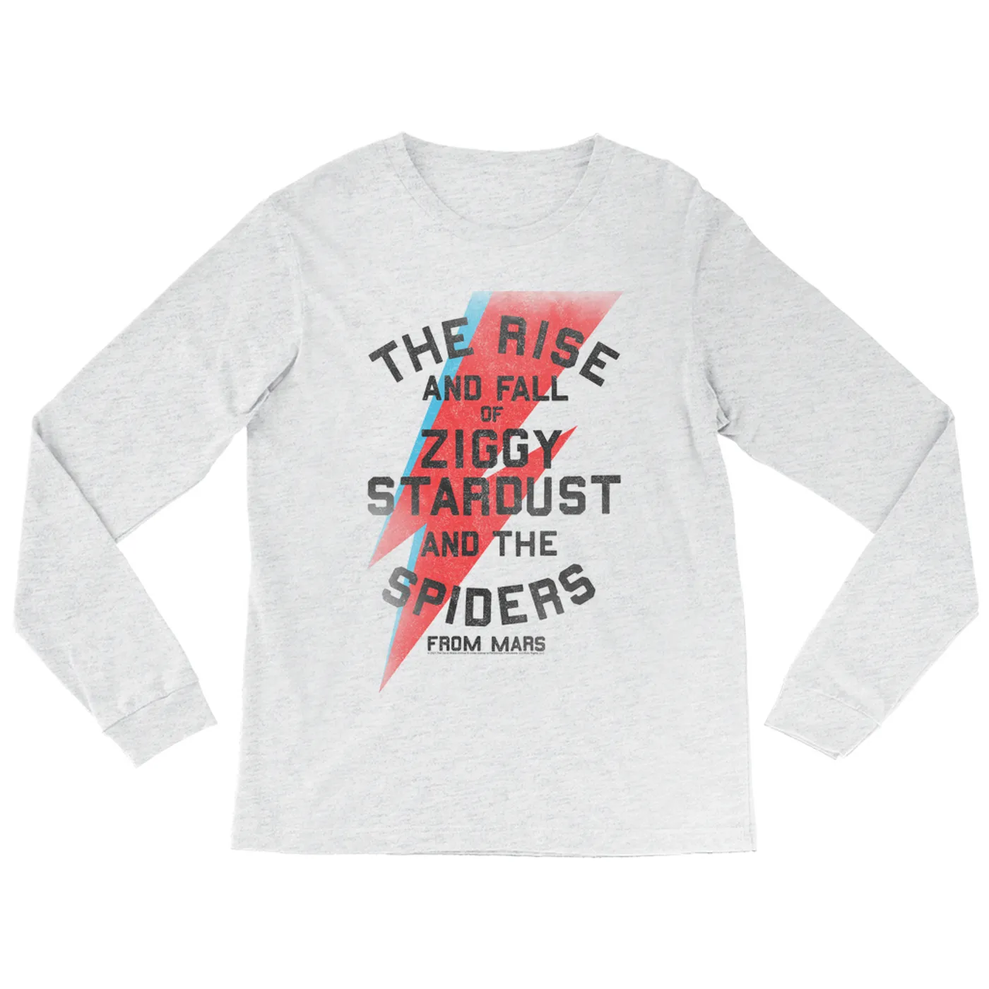 David Bowie Heather Long Sleeve Shirt | The Rise And Fall Of Ziggy Stardust And The Spiders From Mars Lightning Bolt Distressed David Bowie Shirt (Merchbar Exclusive)