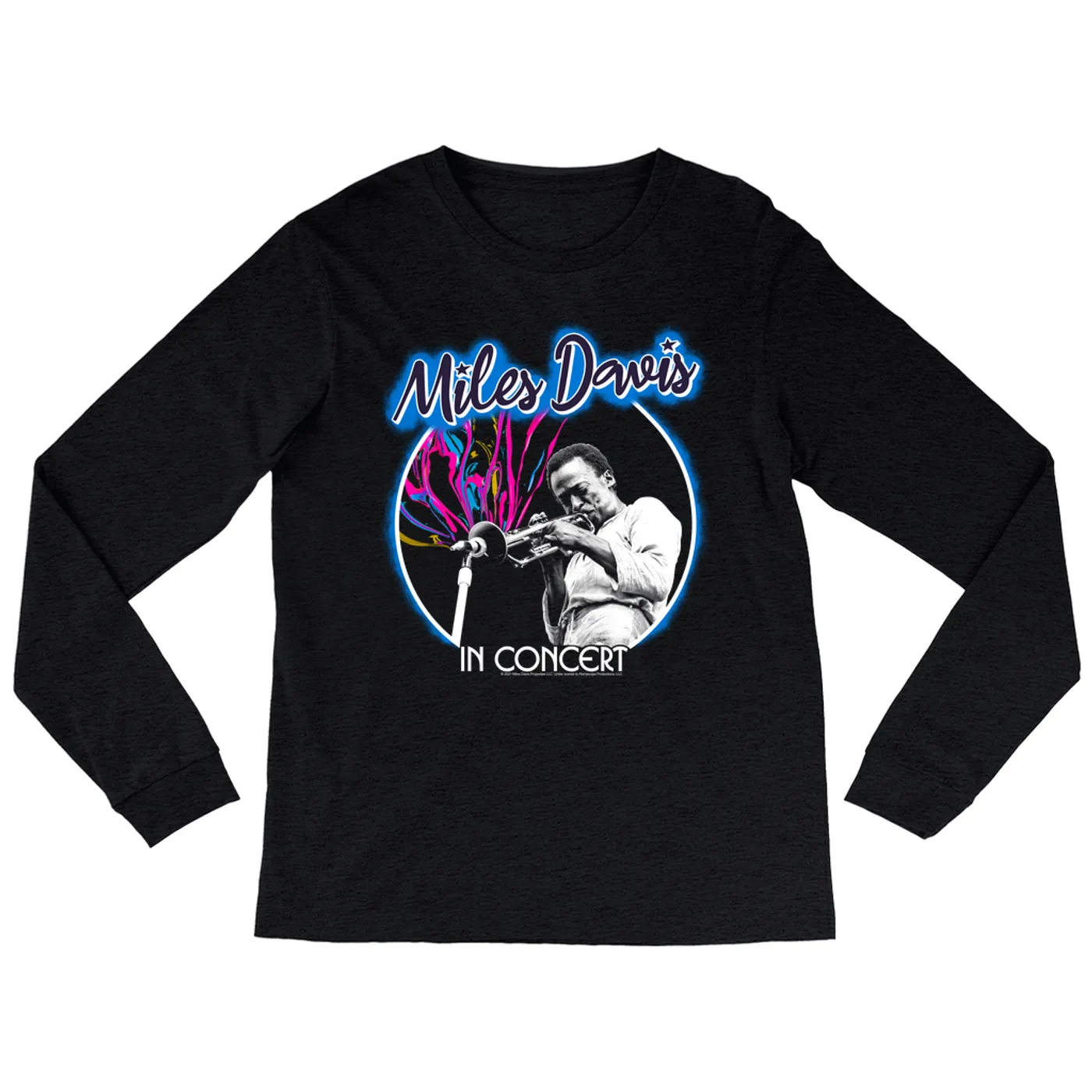 Miles Davis Heather Long Sleeve Shirt | Miles In Concert Colorful Design Miles Davis Shirt