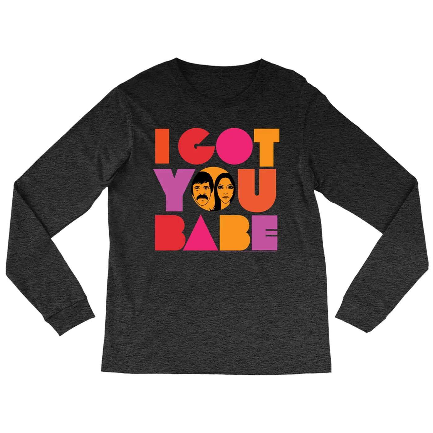 Sonny & Cher Heather Long Sleeve Shirt | I Got You Babe Bright Logo Image Sonny and Cher Shirt