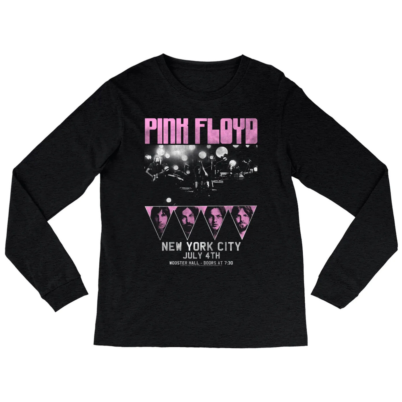 Pink Floyd Heather Long Sleeve Shirt | New York City 4th Of July Concert Poster Pink Pink Floyd Shirt