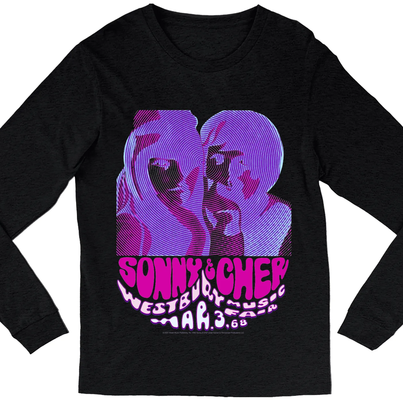Sonny & Cher Heather Long Sleeve Shirt | Westbusry Music Fair Psychedelic Flyer Sonny and Cher Shirt