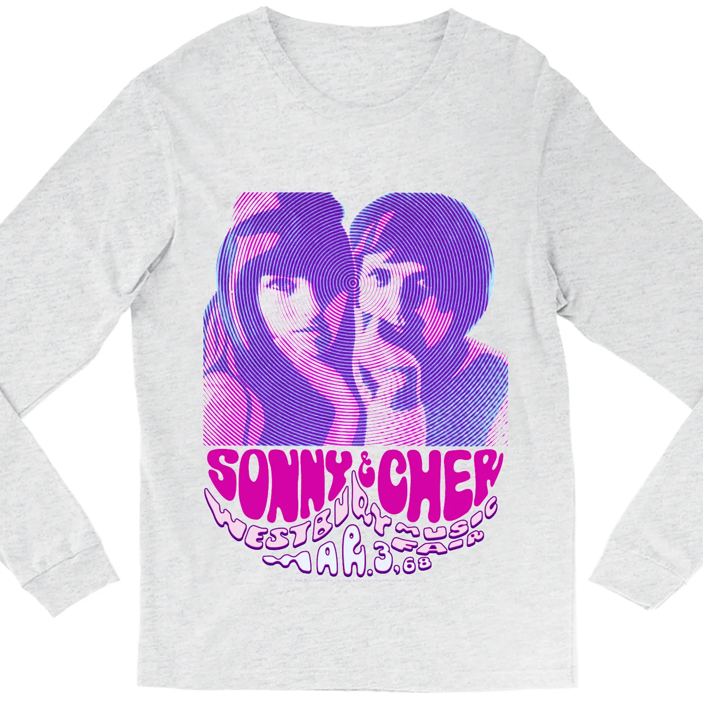 Sonny & Cher Heather Long Sleeve Shirt | Westbusry Music Fair Psychedelic Flyer Sonny and Cher Shirt