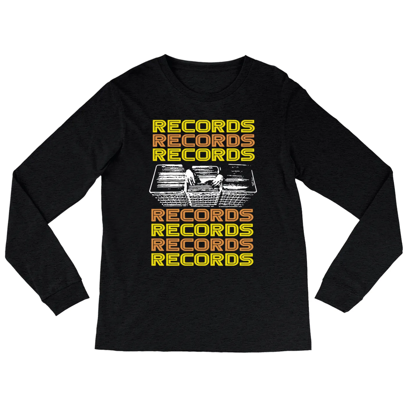 Merchbar Music Life Heather Long Sleeve Shirt | Milk Crate Digger Merchbar Music Life Shirt
