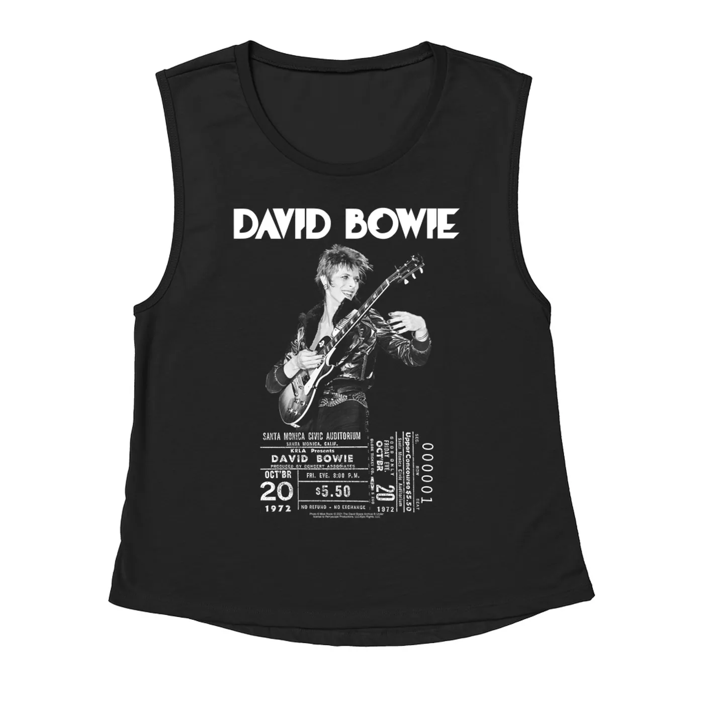 David Bowie Ladies' Muscle Tank Top | On Stage With Ticket At Santa Monica David Bowie Shirt