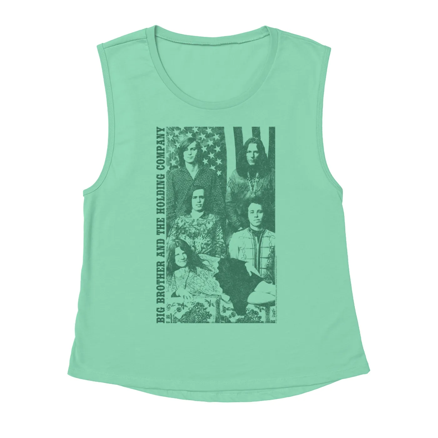 Big Brother & The Holding Company Big Brother and The Holding Co. Ladies' Muscle Tank Top | Featuring Janis Joplin Group Flag Photo Big Brother and The Holding Co. Shirt (Merchbar Exclusive)