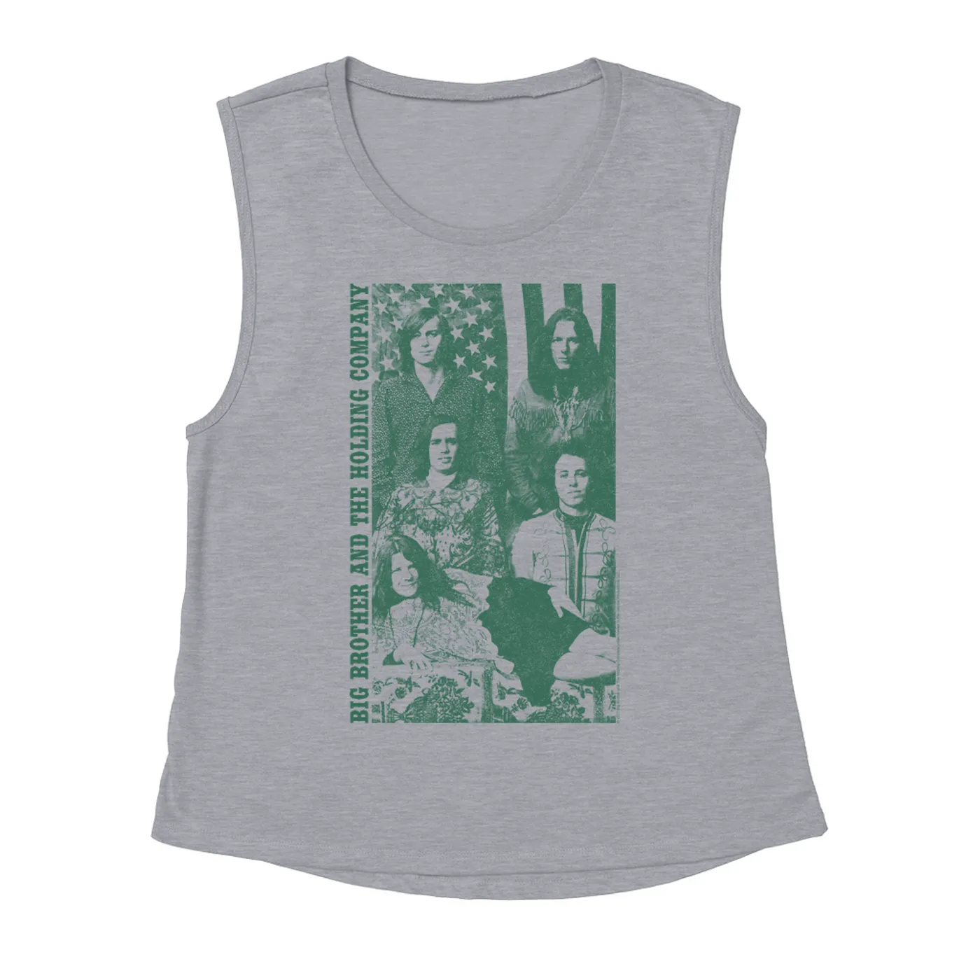 Big Brother & The Holding Company Big Brother and The Holding Co. Ladies' Muscle Tank Top | Featuring Janis Joplin Group Flag Photo Big Brother and The Holding Co. Shirt (Merchbar Exclusive)