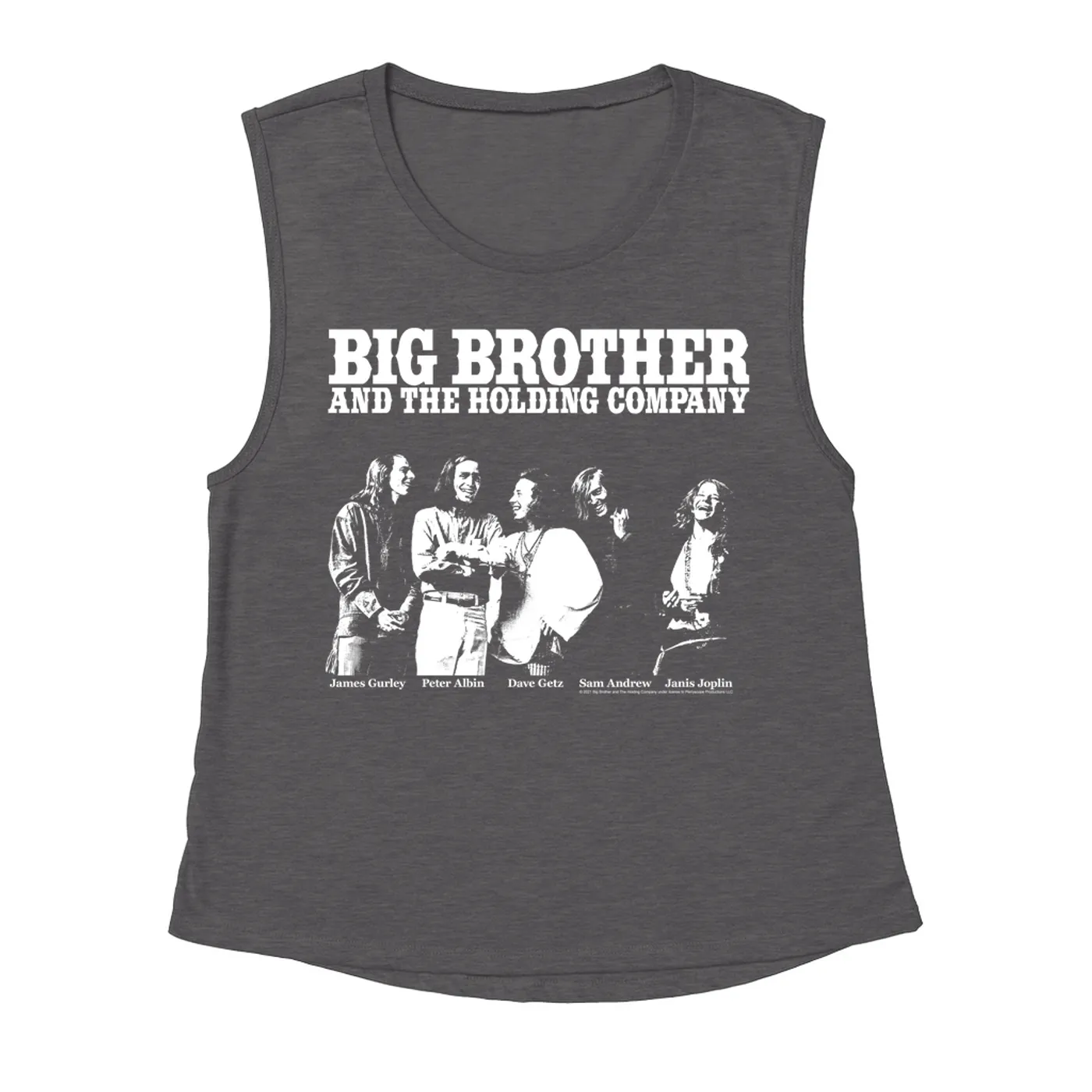 Big Brother & The Holding Company Big Brother and The Holding Co. Ladies' Muscle Tank Top | Featuring Janis Joplin Black and White Photo Big Brother and The Holding Co. Shirt (Merchbar Exclusive)