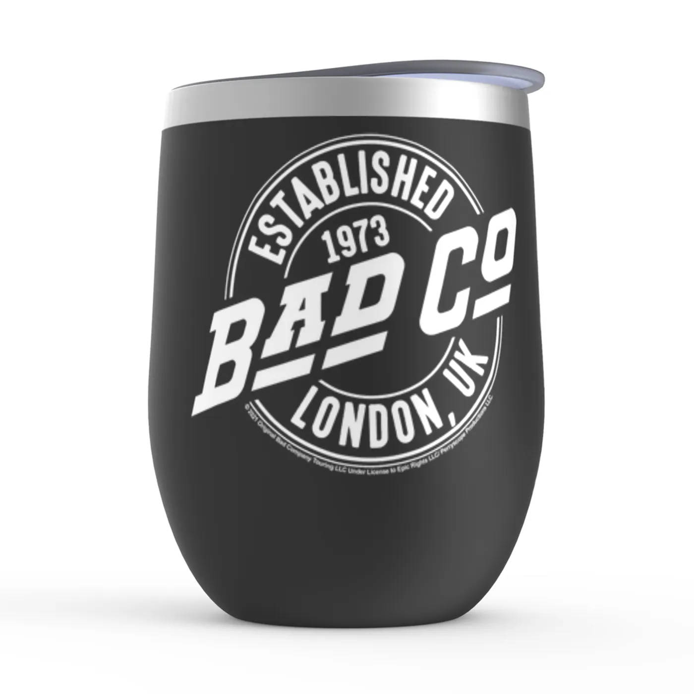 Bad Company Wine Tumbler | Established 1973 London UK Logo Bad Company Stemless Wine Tumbler (Merchbar Exclusive)