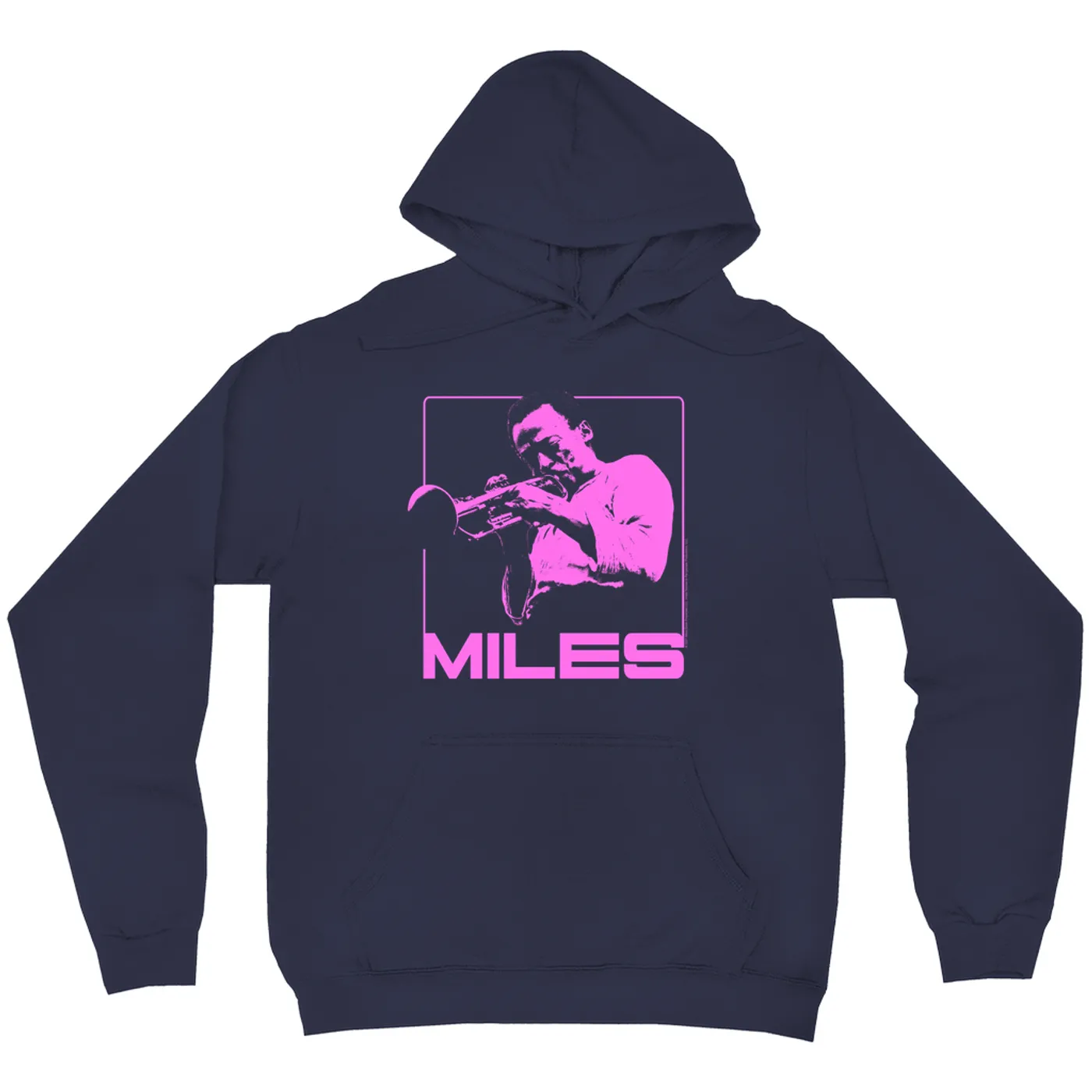 Miles Davis Hoodie | Miles Playing Trumpet Pink Design Miles Davis Hoodie