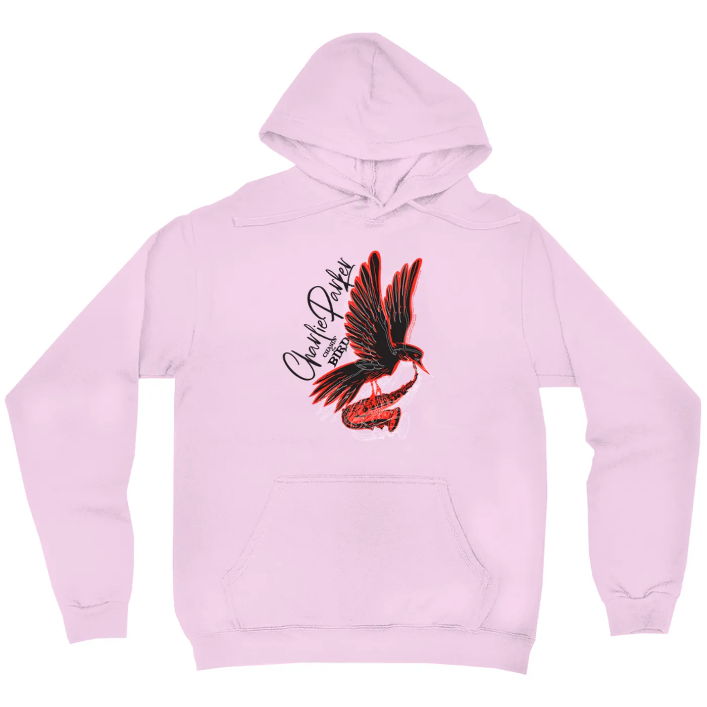 Charlie Parker Hoodie | Chasin' The Bird Black And Red Design Charlie Parker Hoodie