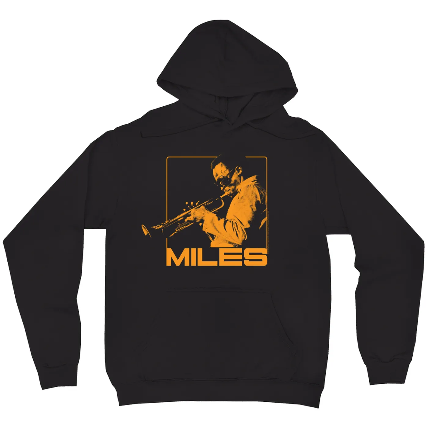 Miles Davis Hoodie | Miles Playing Trumpet Orange Design Miles Davis Hoodie