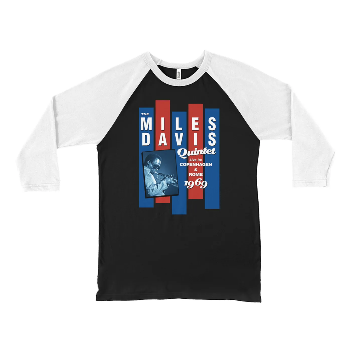 Miles Davis 3/4 Sleeve Baseball Tee | Miles Quintet Concert Flyer Miles Davis Shirt (Merchbar Exclusive)