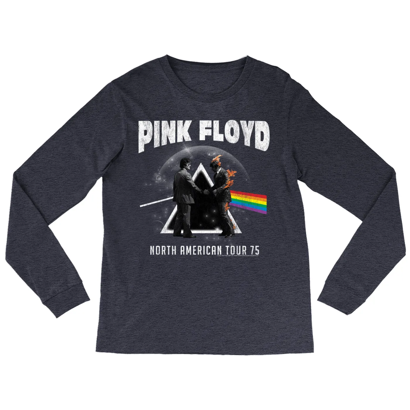 Pink Floyd Long Sleeve Shirt | 1975 North American Tour Design Distressed Pink Floyd Shirt