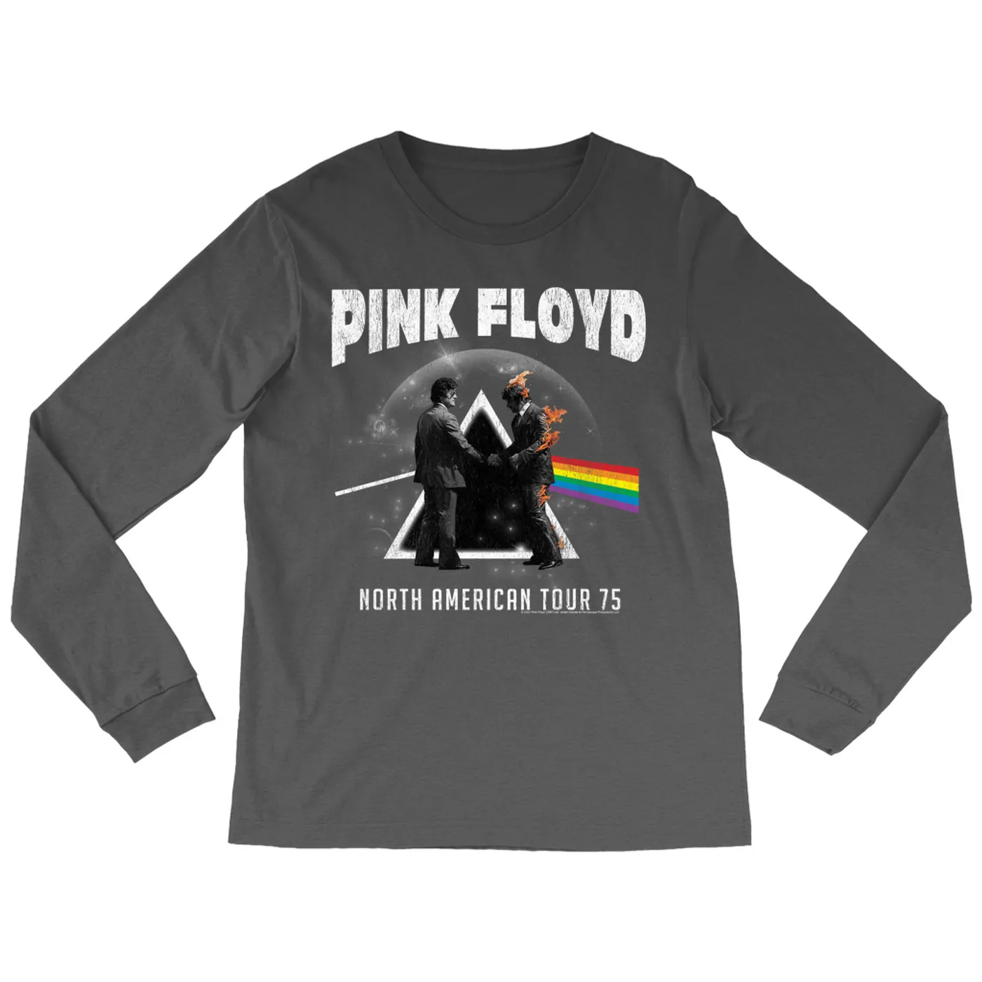 Pink Floyd Long Sleeve Shirt | 1975 North American Tour Design Distressed Pink Floyd Shirt
