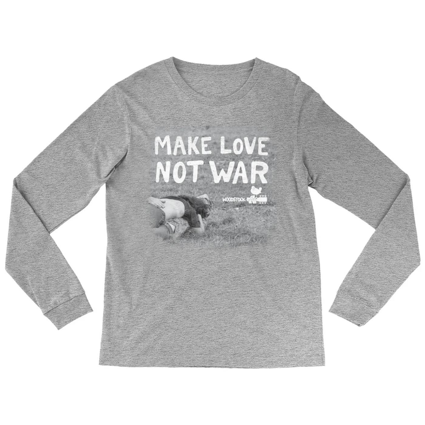 Woodstock Long Sleeve Shirt | Make Love Not War Famous Image Distressed Woodstock Shirt