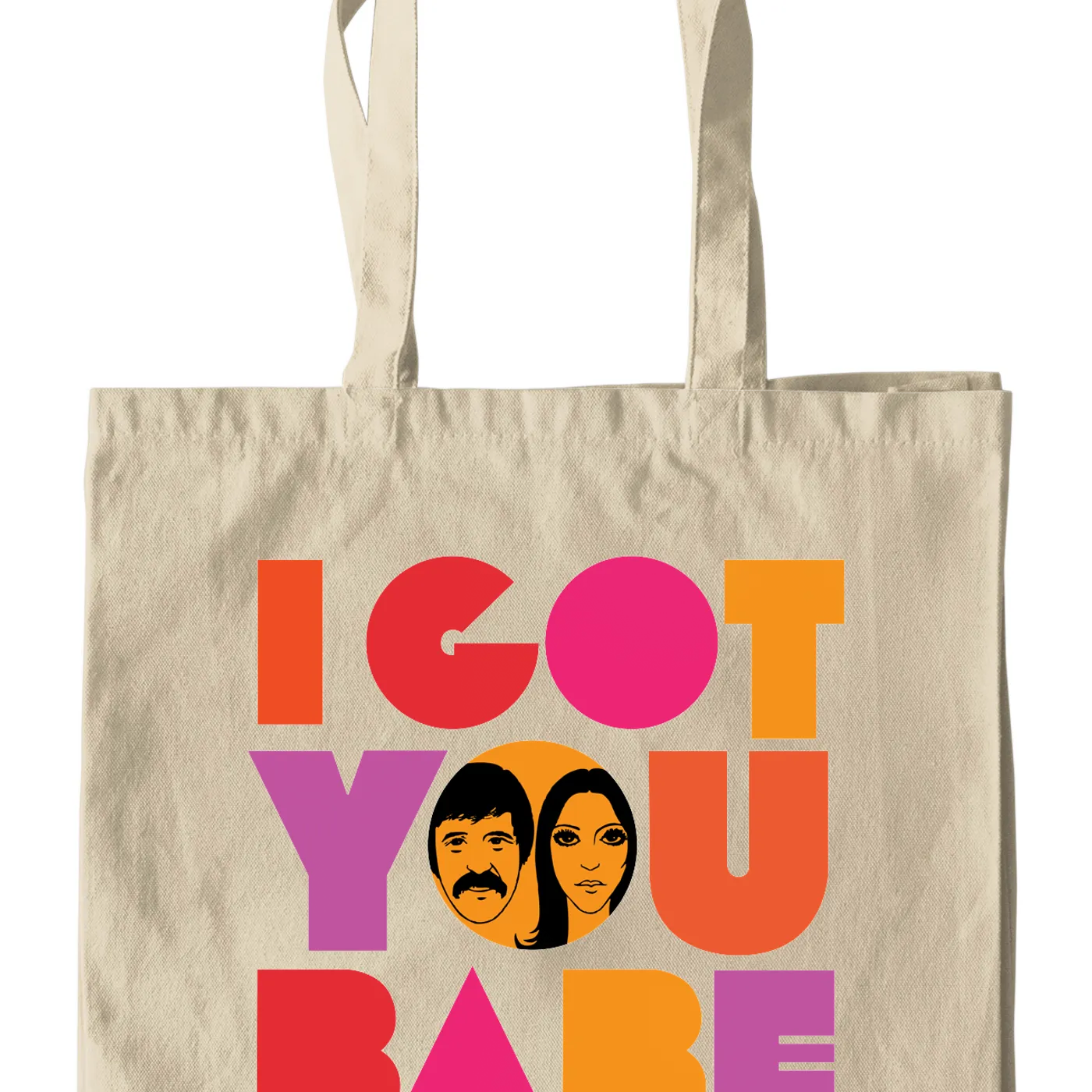 Sonny & Cher Canvas Tote Bag | I Got You Babe Bright Logo Image Sonny and Cher Bag (Merchbar Exclusive)