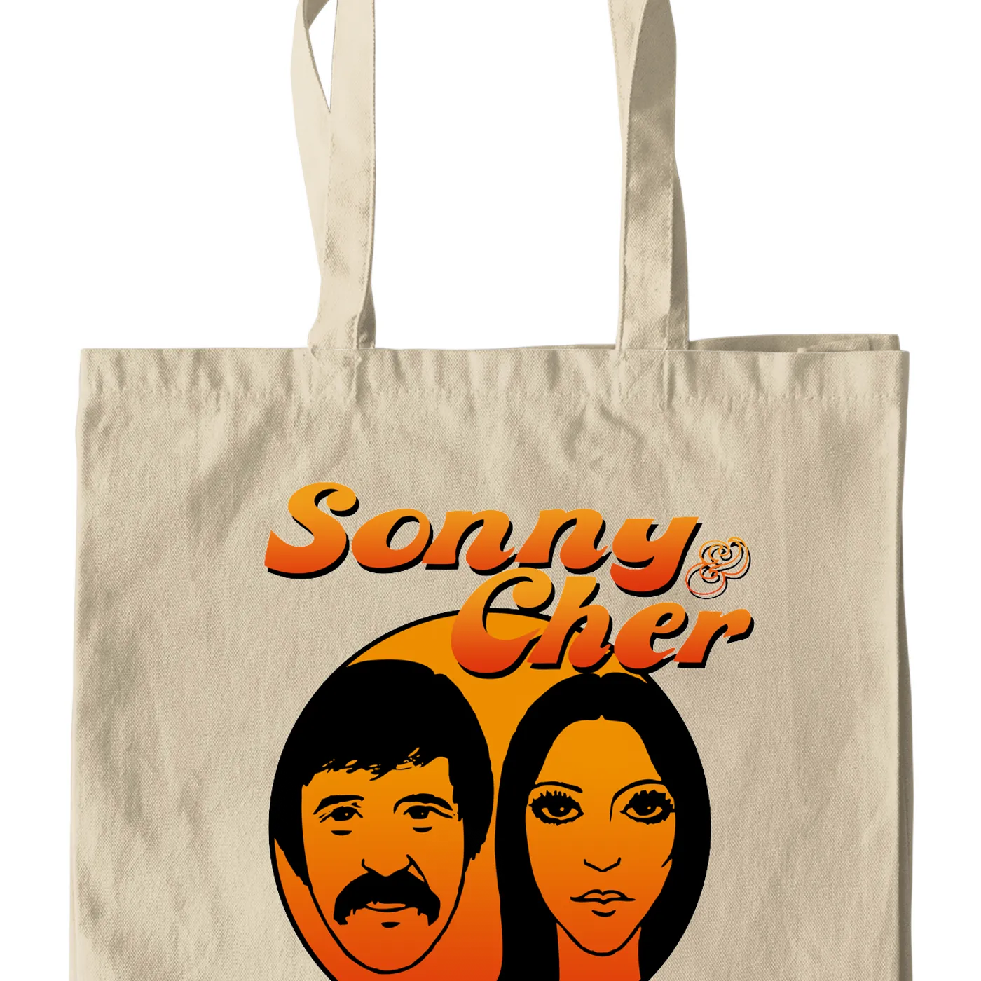 Sonny & Cher Canvas Tote Bag | Comedy Hour Illustration And Logo Ombre Sonny and Cher Bag (Merchbar Exclusive)