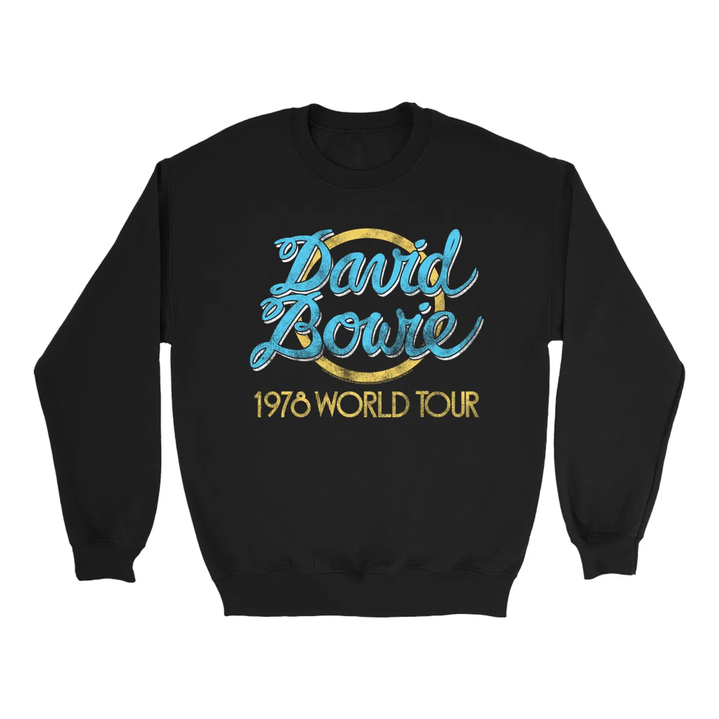 David Bowie Sweatshirt | Yellow 1978 World Tour Distressed David Bowie Sweatshirt (Merchbar Exclusive)