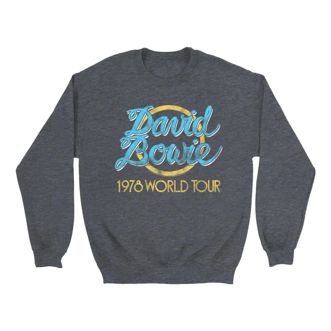 David Bowie Sweatshirt | Yellow 1978 World Tour Distressed David Bowie Sweatshirt (Merchbar Exclusive)