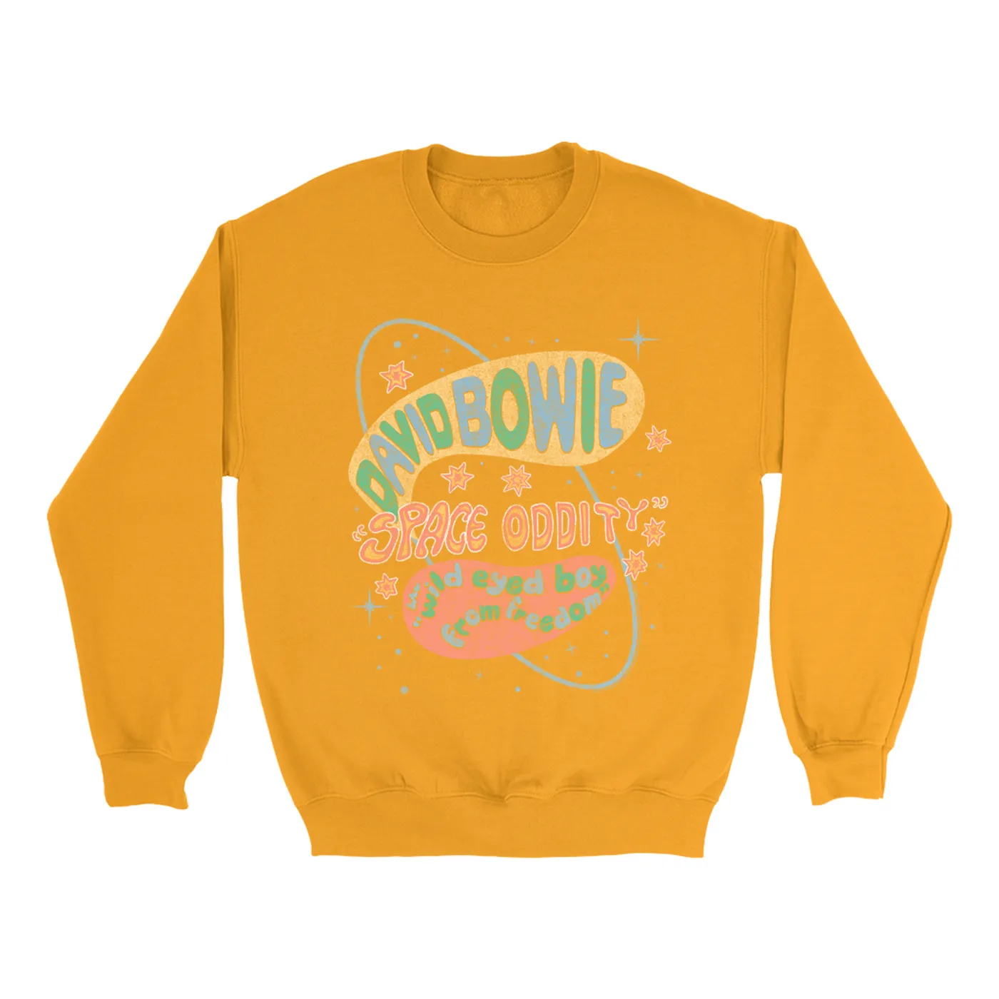 David Bowie Bright Colored Sweatshirt | Pastel Space Oddity Distressed David Bowie Sweatshirt