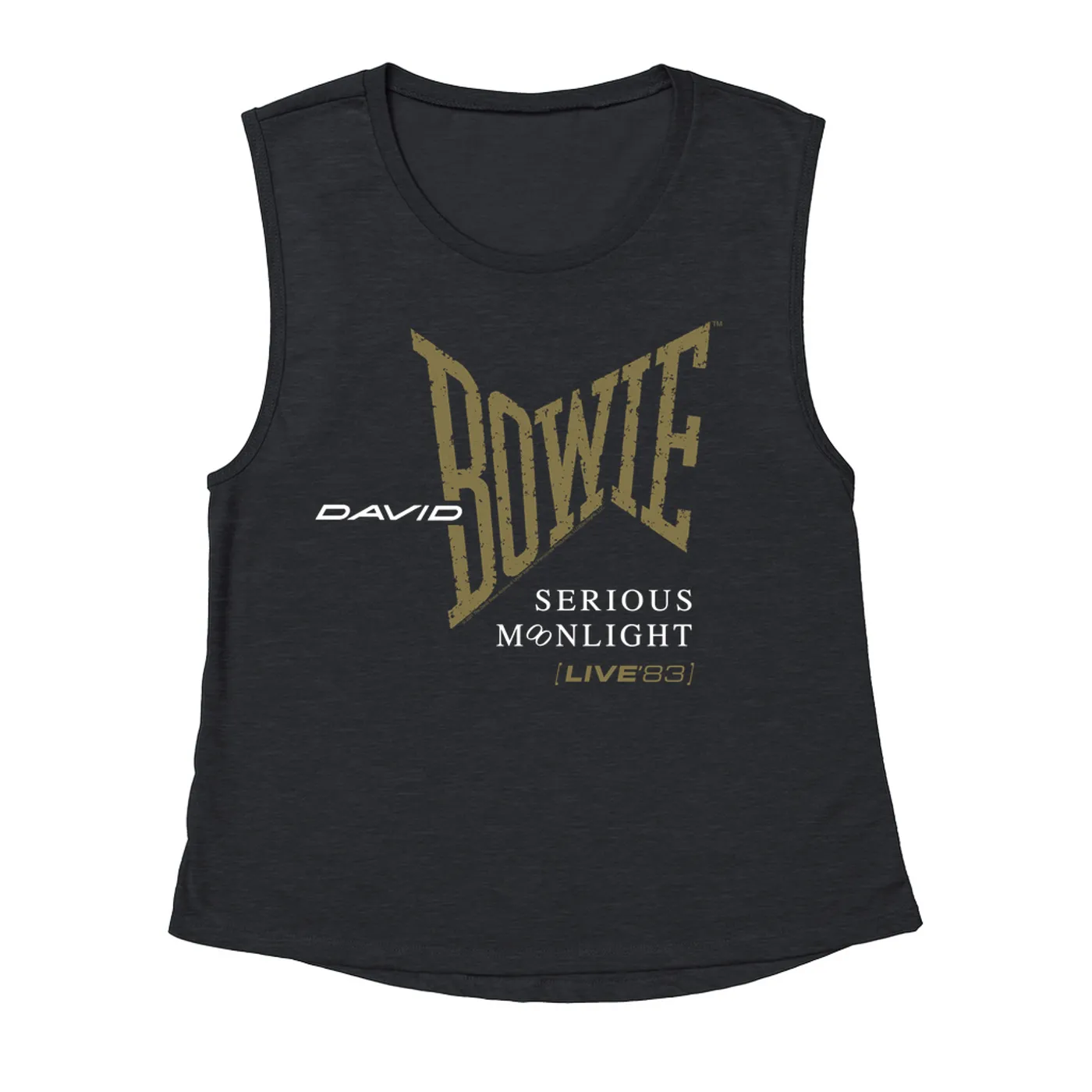 David Bowie Ladies' Muscle Tank Top | 1983 Serious Moonlight Tour Logo David Bowie Shirt