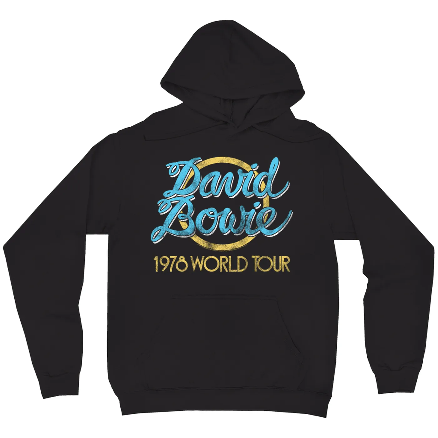 David Bowie Hoodie | Yellow 1978 World Tour Distressed David Bowie Hoodie (Merchbar Exclusive)