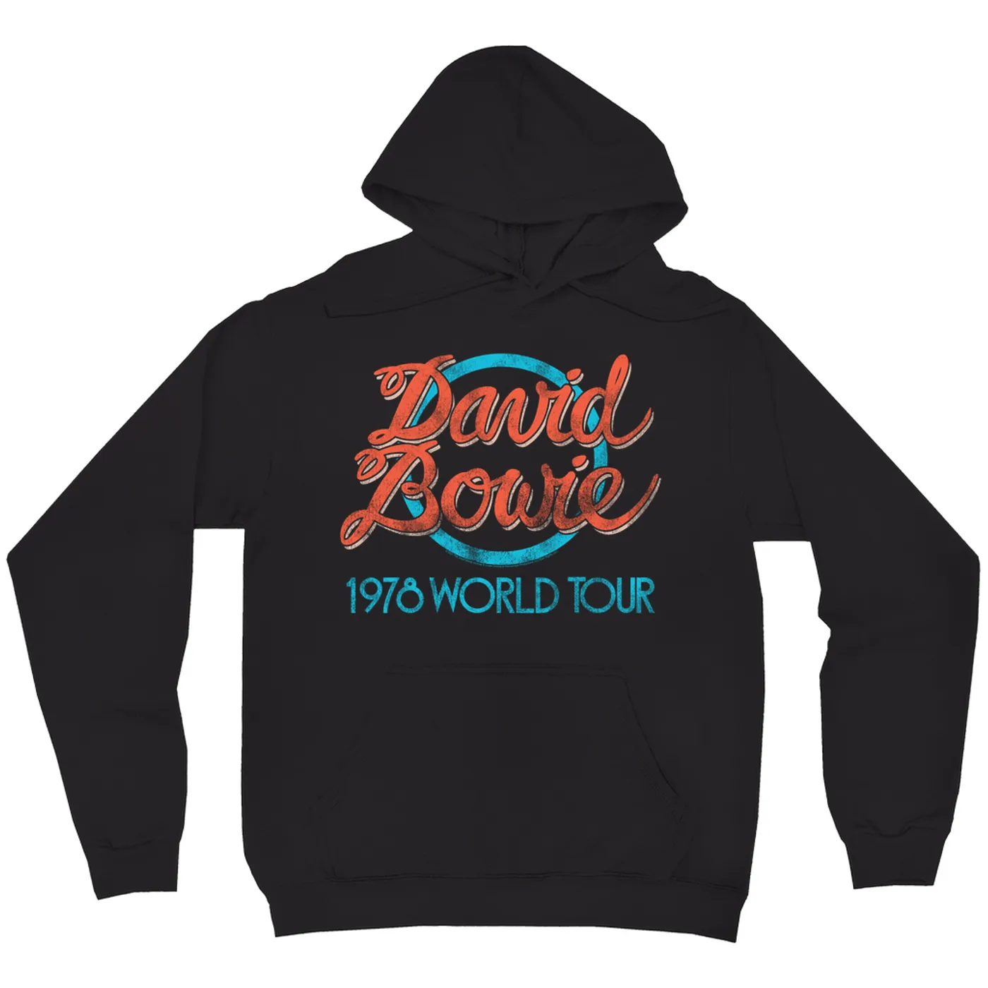 David Bowie Hoodie | Turquoise 1978 World Tour Distressed David Bowie Hoodie