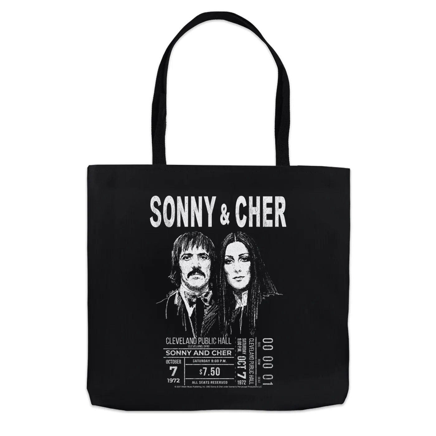 Sonny & Cher Tote Bag | Cleaveland Hall Concert Ticket Stub Sonny and Cher Bag (Merchbar Exclusive)