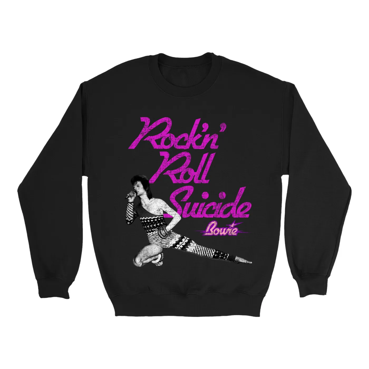 David Bowie Sweatshirt | Rock N' Roll Suicide Distressed David Bowie Sweatshirt (Merchbar Exclusive)