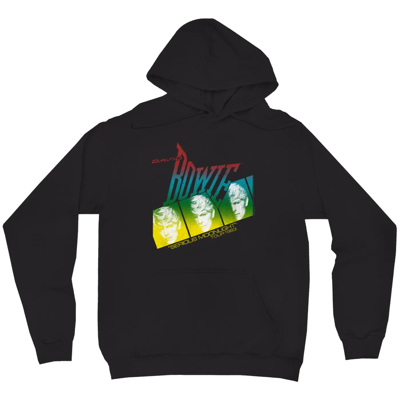 David Bowie Hoodie | Rainbow Ombre Serious Moonlight Concert Distressed David Bowie Hoodie