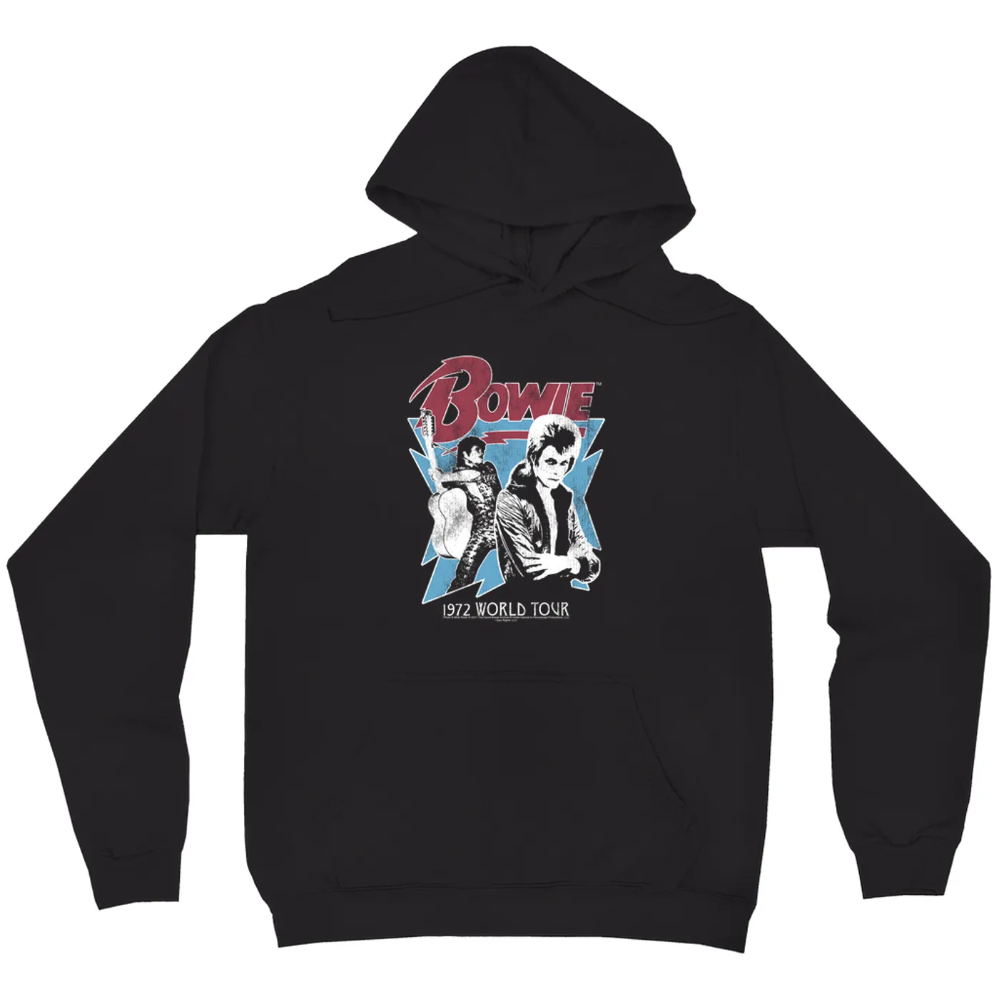 David Bowie Hoodie | 1972 World Tour Blue Design Distressed David Bowie Hoodie