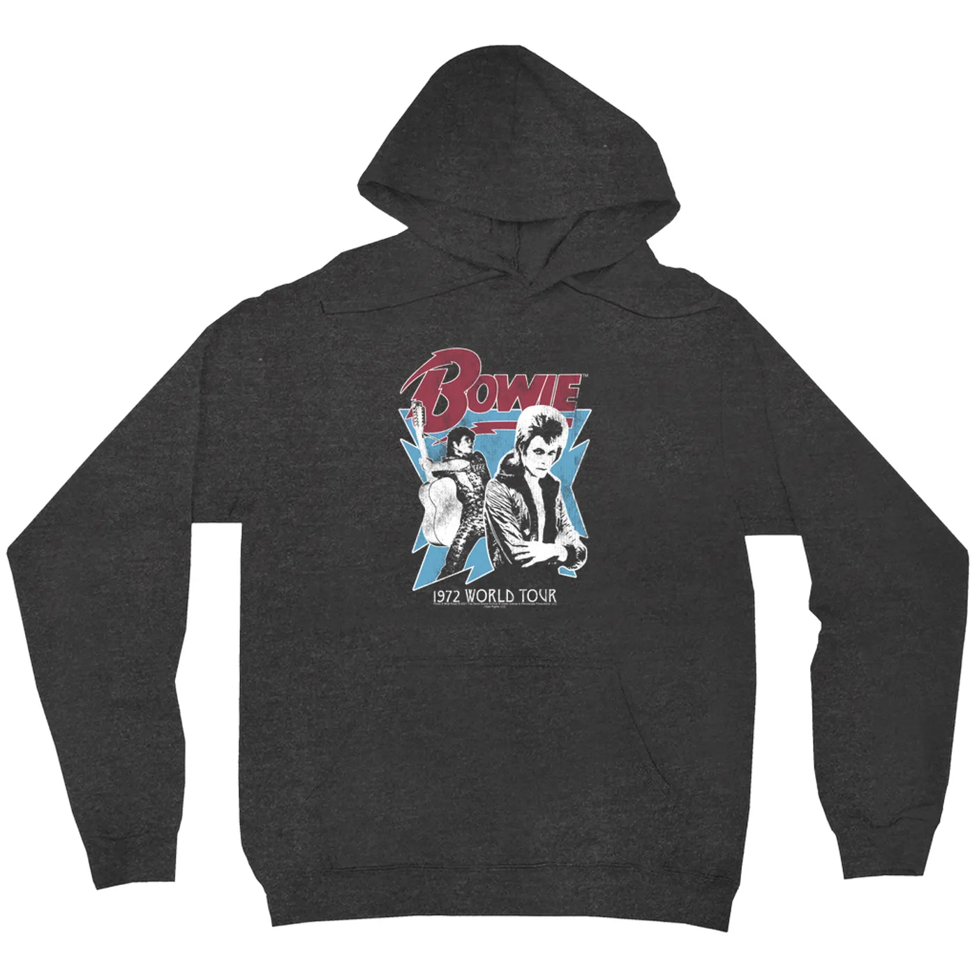 David Bowie Hoodie | 1972 World Tour Blue Design Distressed David Bowie Hoodie