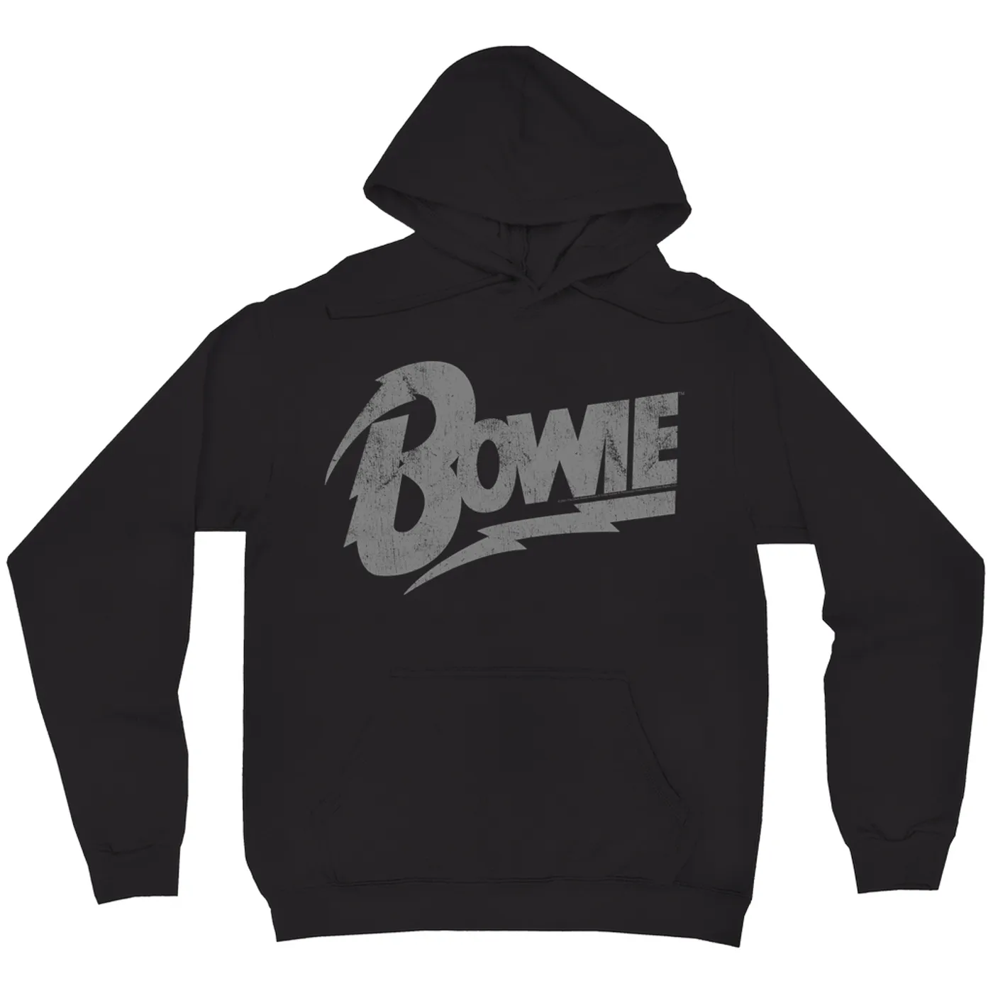 David Bowie Hoodie | Vintage Bowie Silver Logo Distressed David Bowie Hoodie