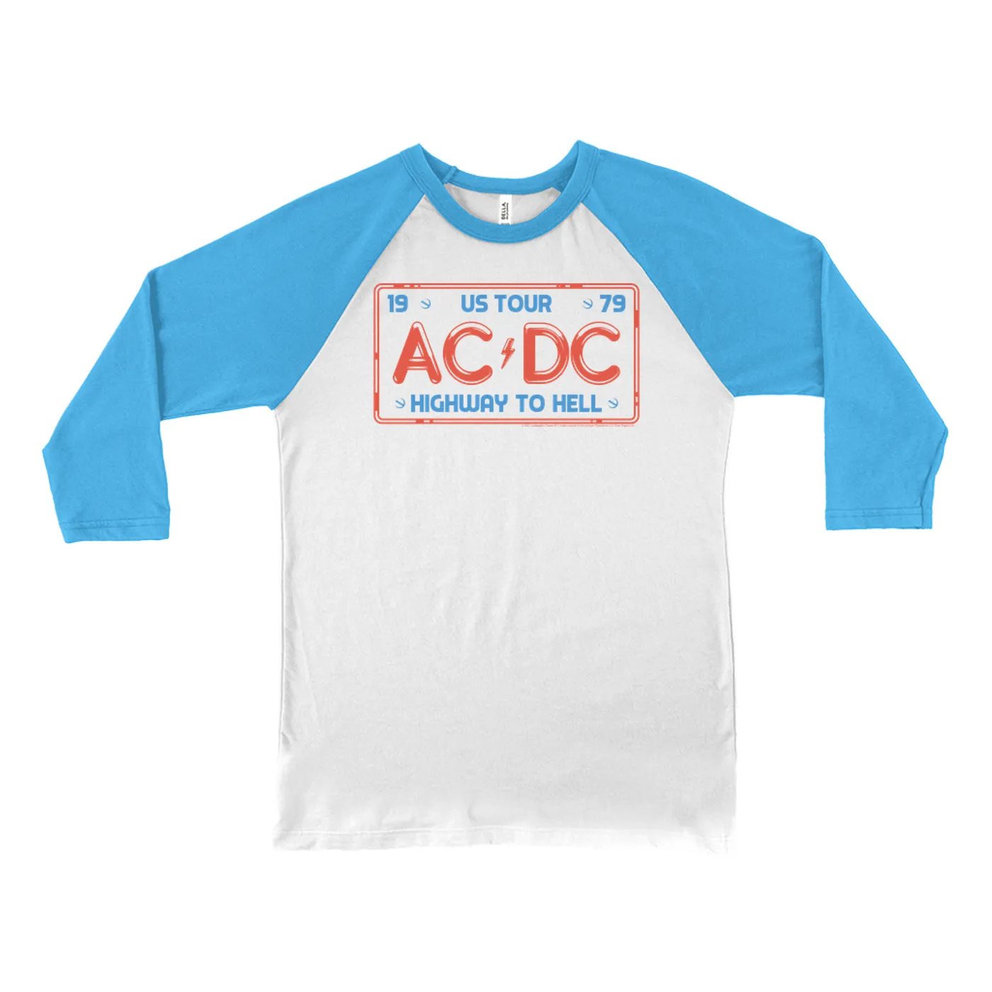 AC/DC 3/4 Sleeve Baseball Tee | Highway To Hell License Plate US Tour (Merchbar Exclusive) ACDC Shirt