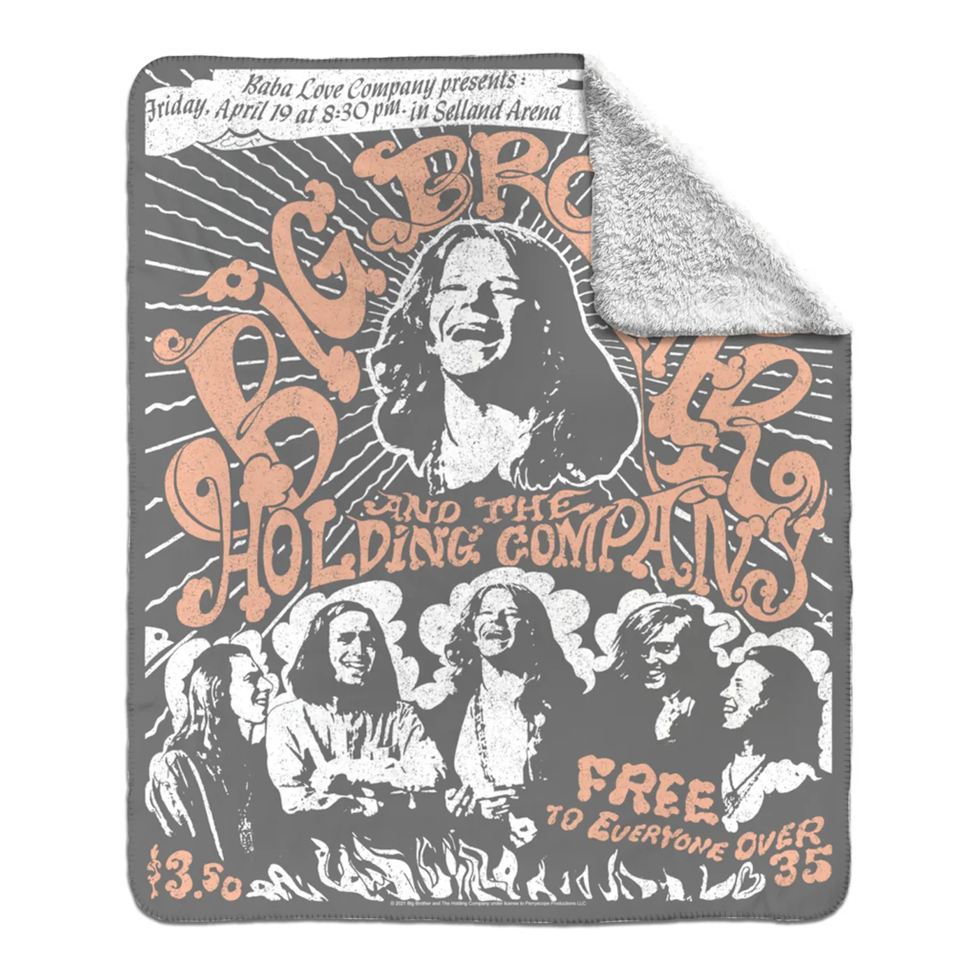 Big Brother & The Holding Company Big Brother and The Holding Co. Sherpa Blanket | Featuring Janis Joplin Fresno Concert Flyer Big Brother and The Holding Co. Blanket (Merchbar Exclusive)