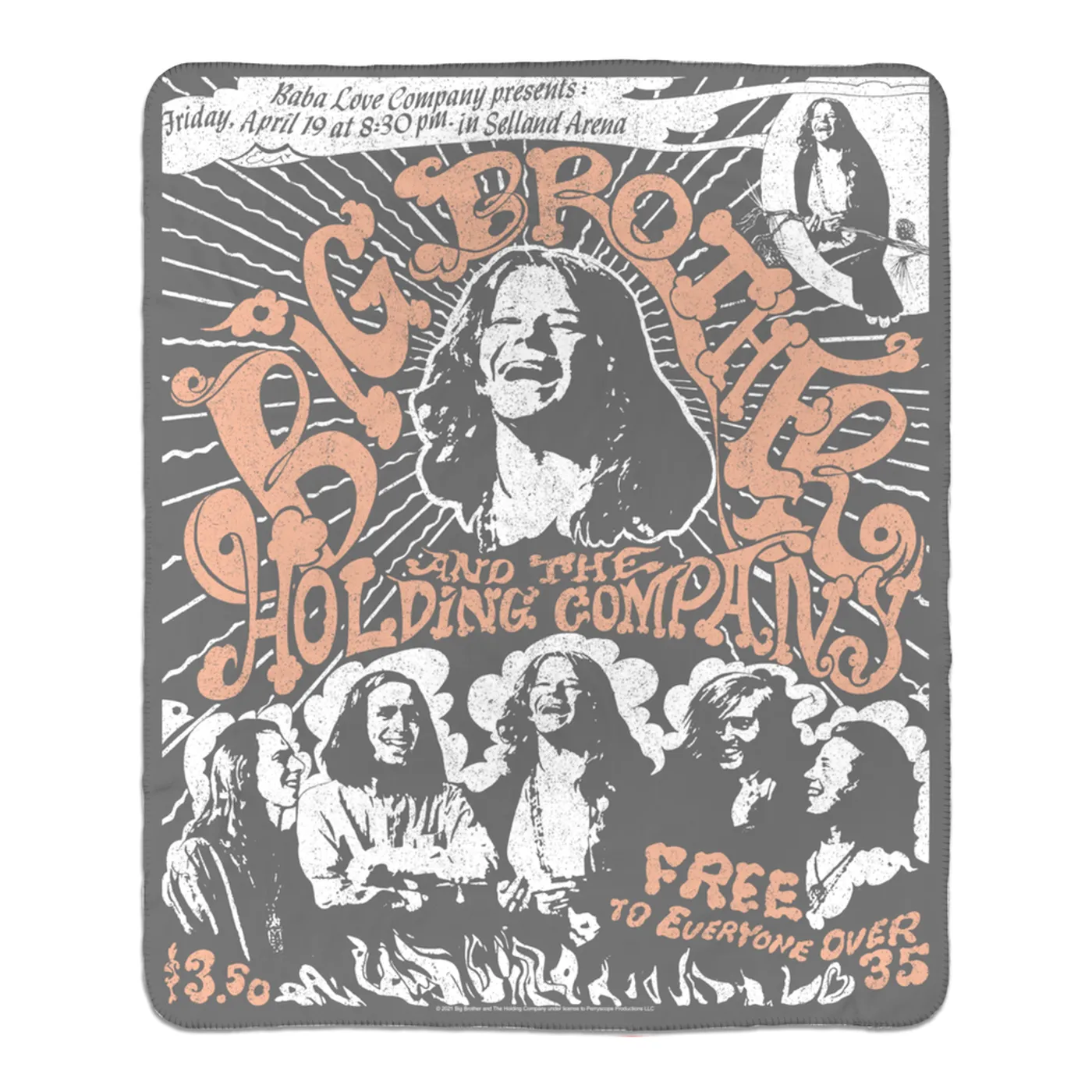 Big Brother & The Holding Company Big Brother and The Holding Co. Sherpa Blanket | Featuring Janis Joplin Fresno Concert Flyer Big Brother and The Holding Co. Blanket (Merchbar Exclusive)