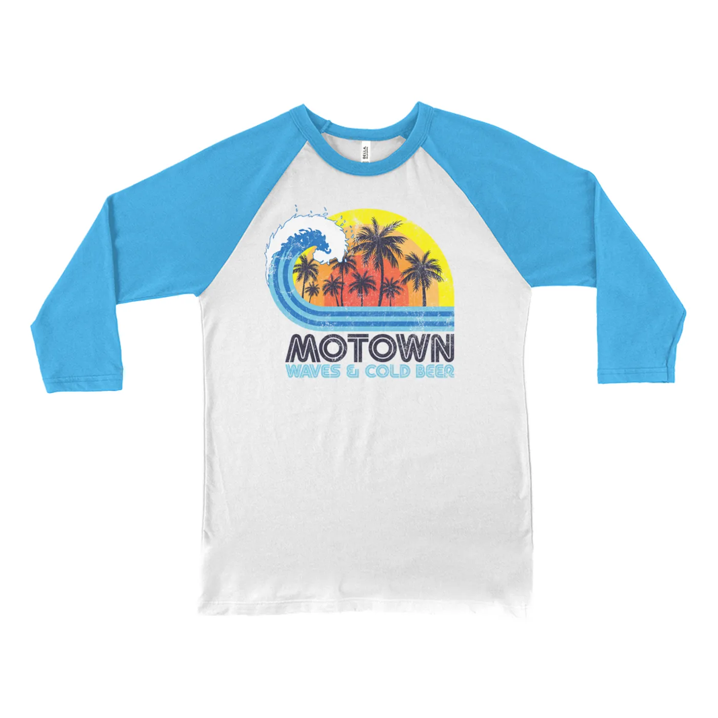 Music Life - Motown Merchbar Music Life 3/4 Sleeve Baseball Tee | Motown, Waves & Beer Merchbar Music Life Shirt