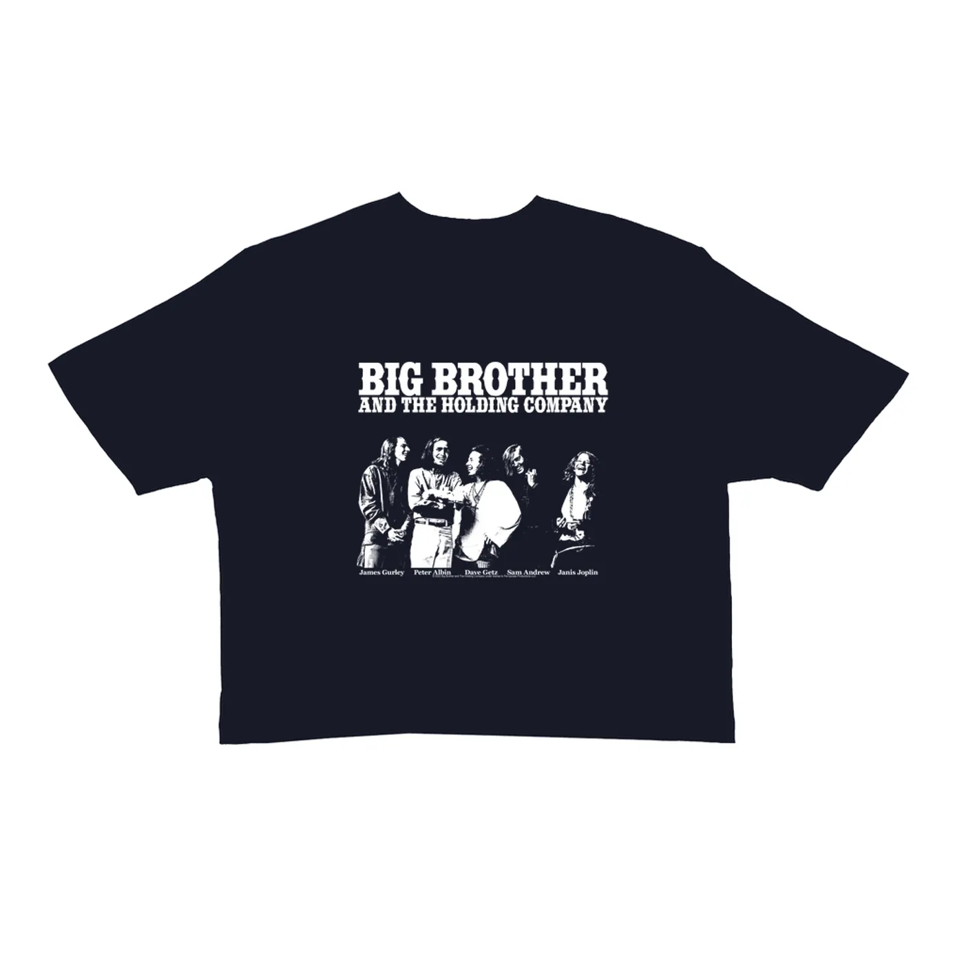 Big Brother & The Holding Company Big Brother and The Holding Co. Ladies' Crop Tee | Featuring Janis Joplin Black and White Photo Big Brother and The Holding Co. Crop T-shirt