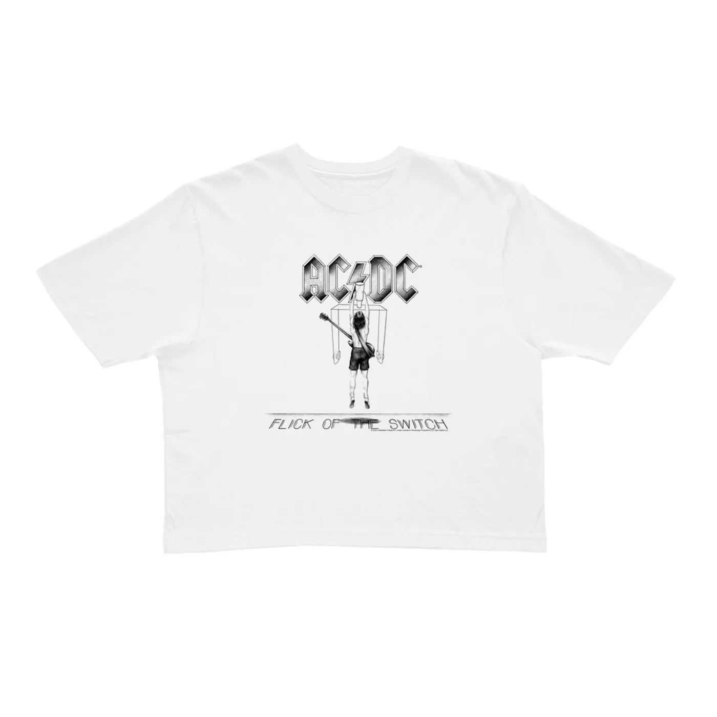 AC/DC Ladies' Crop Tee | Flick Of The Switch Album Sketch ACDC Crop T-shirt