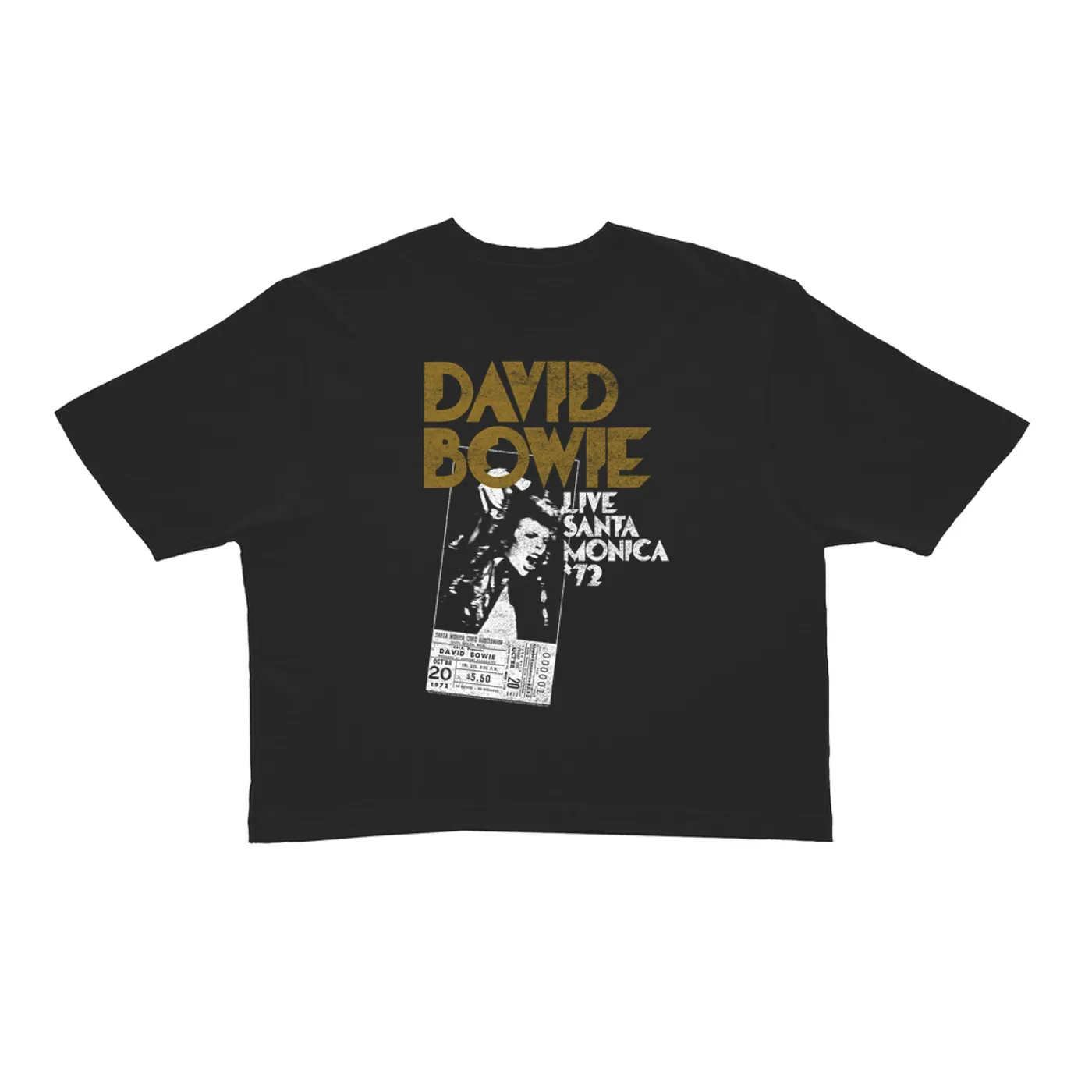 David Bowie Ladies' Crop Tee | Live At Santa Monica 1972 Concert Ticket Promotion David Bowie Crop T-shirt
