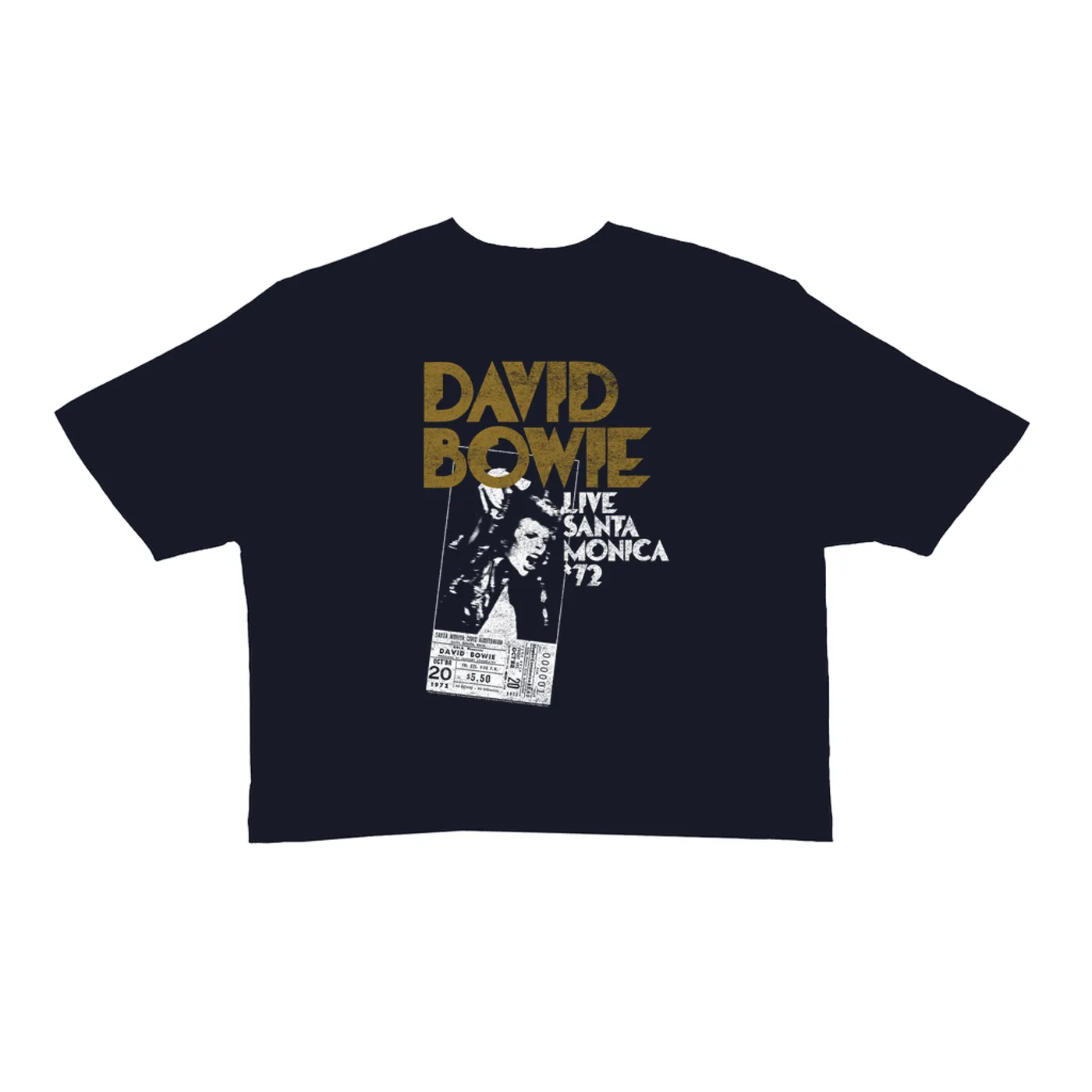 David Bowie Ladies' Crop Tee | Live At Santa Monica 1972 Concert Ticket Promotion David Bowie Crop T-shirt