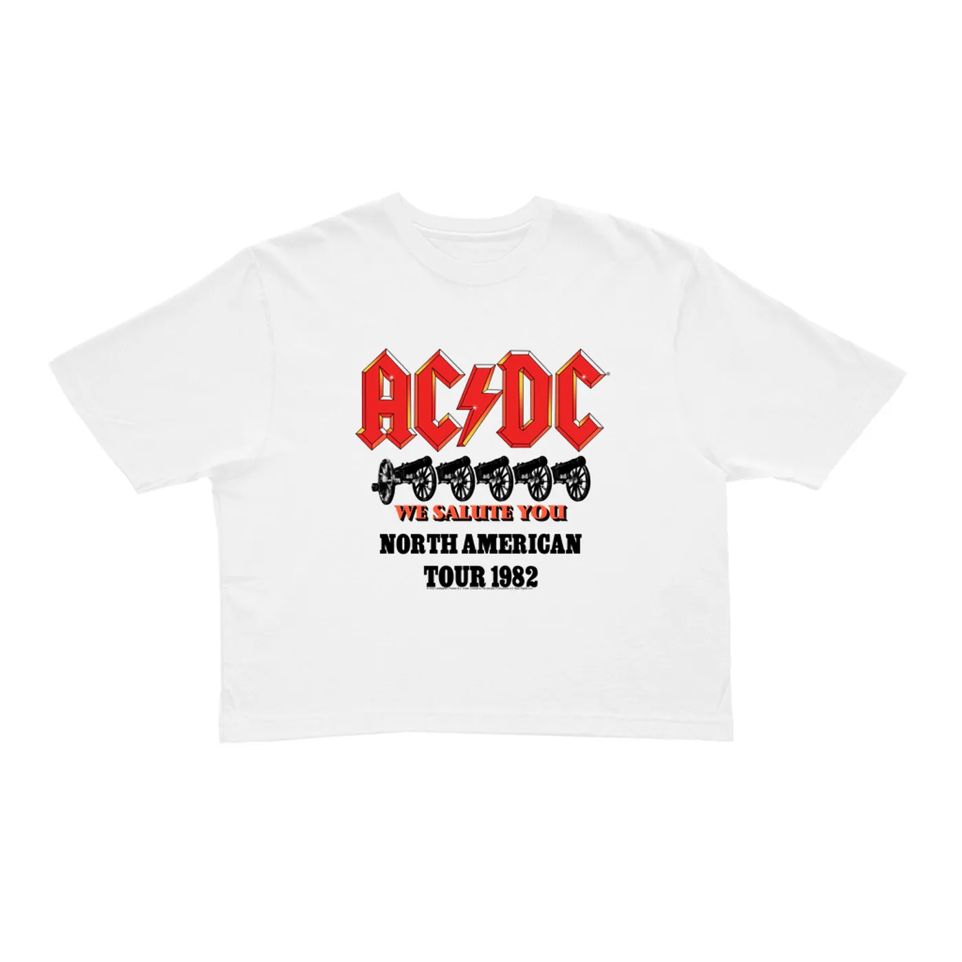 AC/DC Ladies' Crop Tee | We Salute You North American Tour 1982 ACDC Crop T-shirt