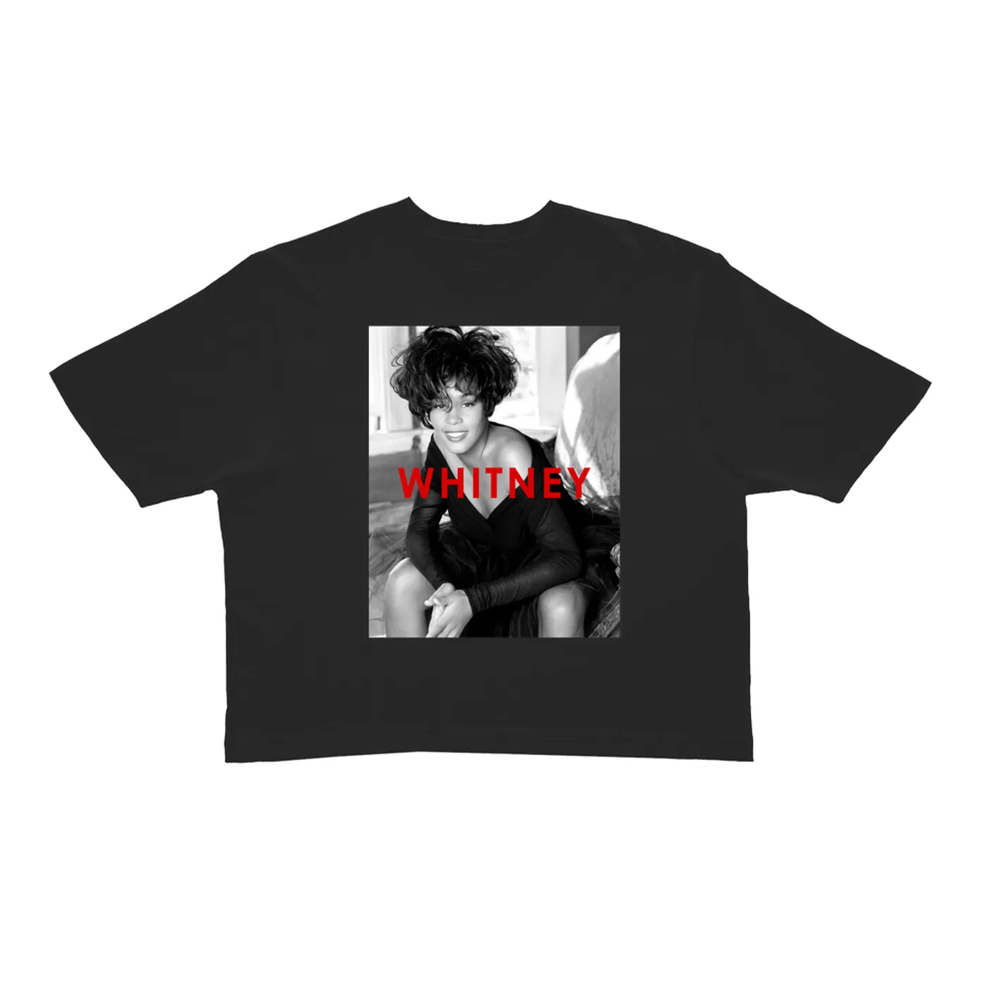 Whitney Houston Ladies' Crop Tee | Bold Black And White Cover Whitney Houston Crop T-shirt