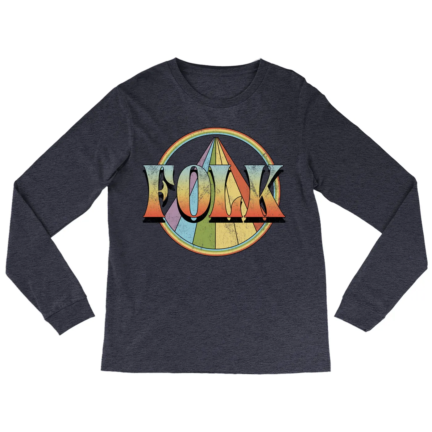 Music Life - Folk Merchbar Music Life Long Sleeve Shirt | Retro Folk Distressed Merchbar Music Life Shirt